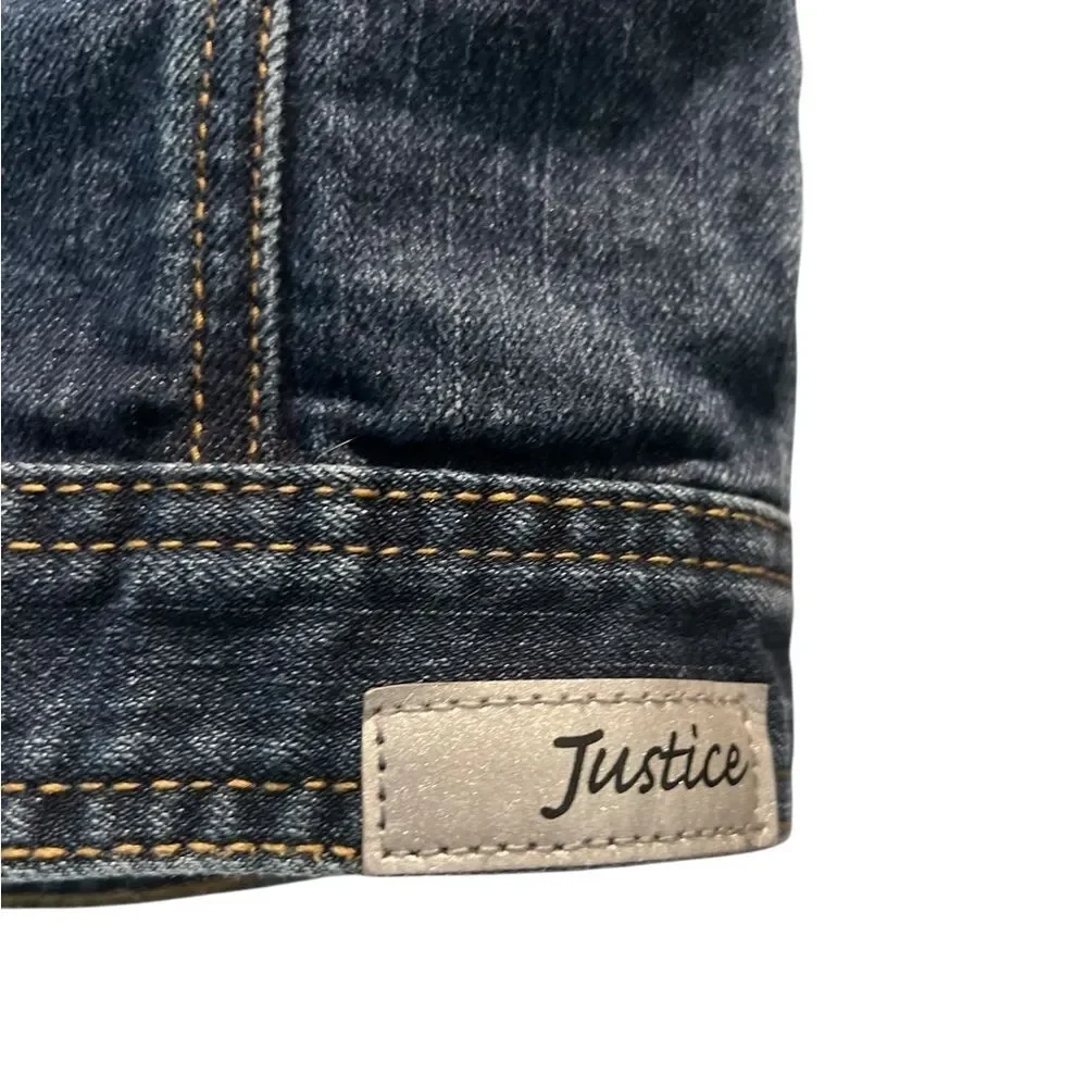 Justice Girls Denim Jean Jacket Size 6/7 Dark Wash Stretch